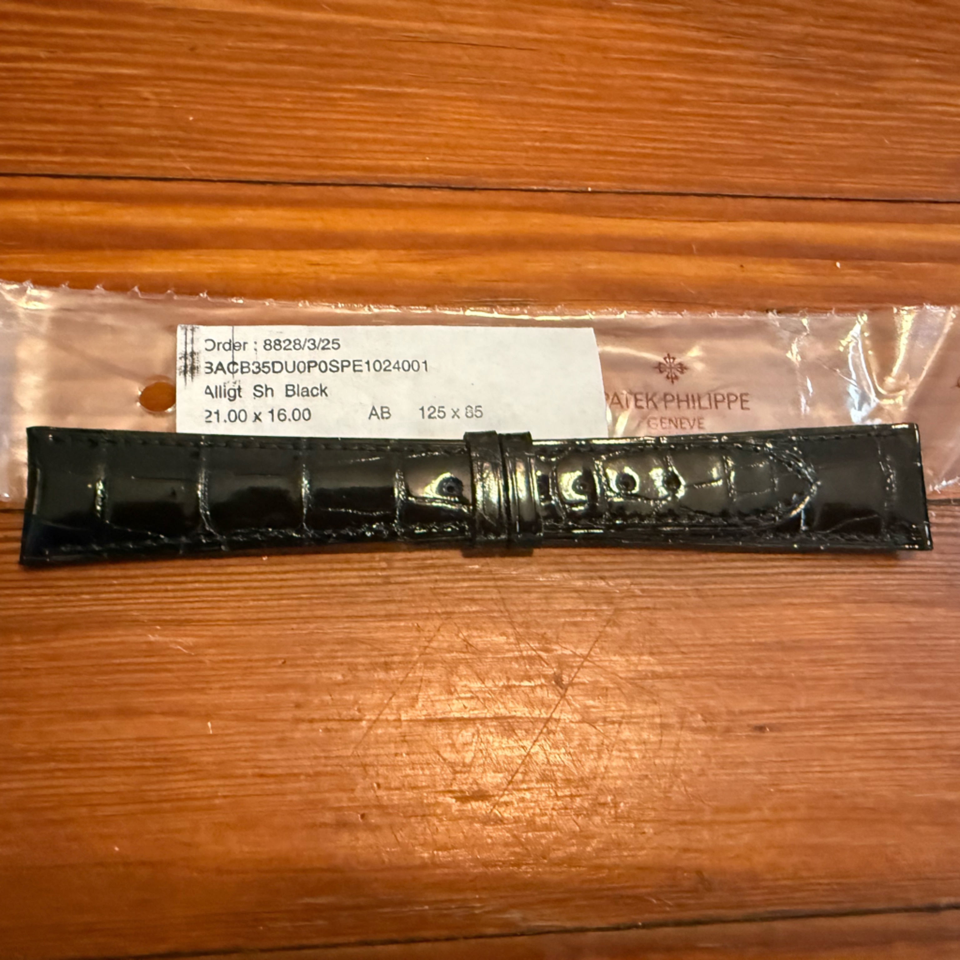 Authentic New Patek Philippe Black Alligator Leather Watch Strap 21x16mm